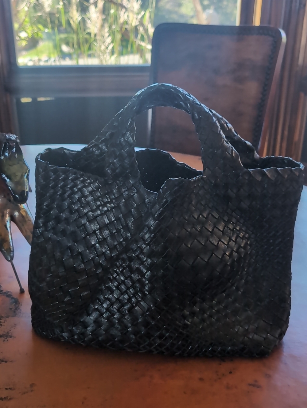 FALORNI 🖤 Italia le Borse Handcraft Woven Intrecciato Italian Leather Tote Bag